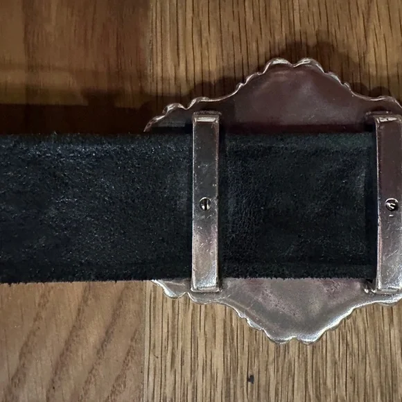Tony Lama Swarovski Crystal Concho Cross Black Tooled Leather Belt Sz. 36